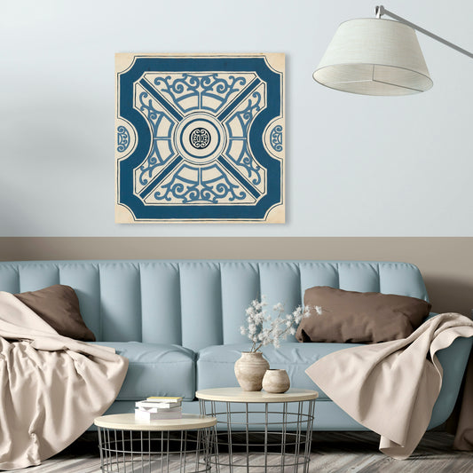 Indigo Motif I, Fine Art Giclee Print on Gallery Wrap Canvas, 30" x 30"