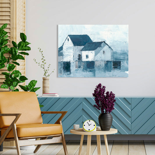 Indigo Barns I, Fine Art Giclee Print on Gallery Wrap Canvas, 40" x 30"