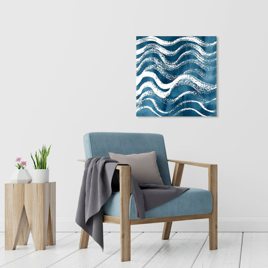 Indigo Ripple IX, Fine Art Giclee Print on Gallery Wrap Canvas, 24" x 24"
