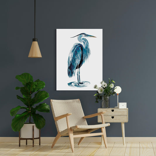 Blue Blue Heron I, Fine Art Giclee Print on Gallery Wrap Canvas, 30" x 40"