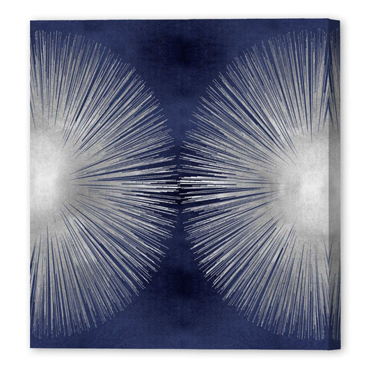 Silver Sunburst On Blue II, Fine Art Giclee Print on Gallery Wrap Canvas, 30" x 30"