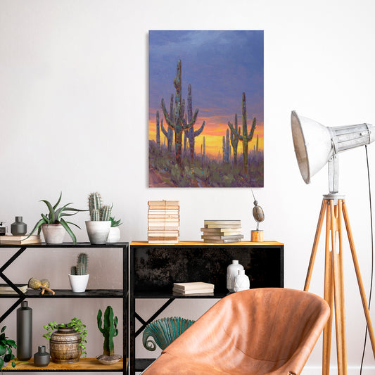 Saguaro Mosaic, Fine Art Giclee Print On Gallery Wrap Canvas, 32" x 24"