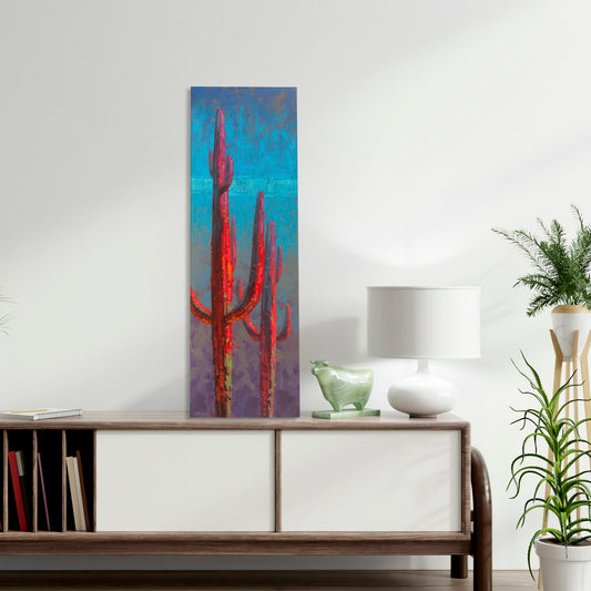 Red Guardian 2, Fine Art Giclee Print On Gallery Wrap Canvas, 45" x 15"
