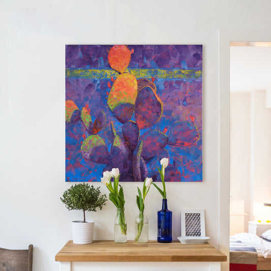 Prickly Proposition, Fine Art Giclee Print On Gallery Wrap Canvas, 36" x 36"