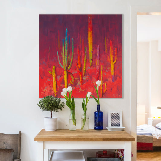 Marching Into The Light, Fine Art Giclee Print On Gallery Wrap Canvas, 36" x 36"