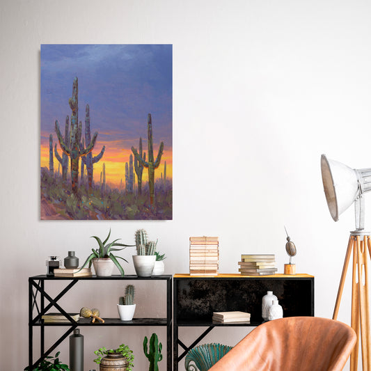 Saguaro Mosaic, Fine Art Giclee Print On Gallery Wrap Canvas, 40" x 30"
