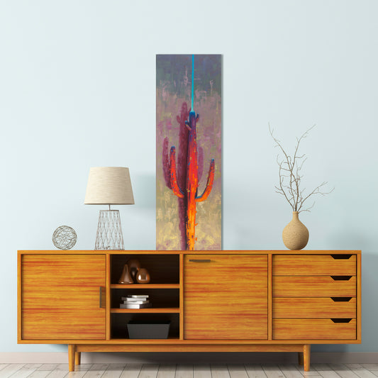 Saguaro Light Saber, Fine Art Giclee Print On Gallery Wrap Canvas, 45" x 15"