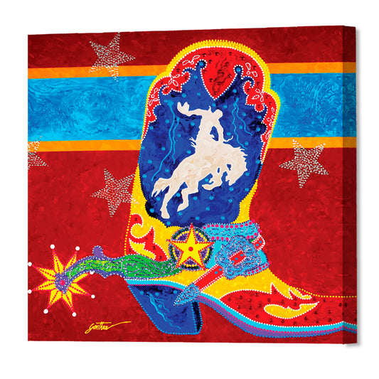 Wyoming Cowboy, Fine Art Giclee Print On Gallery Wrap Canvas, 24" x 24"