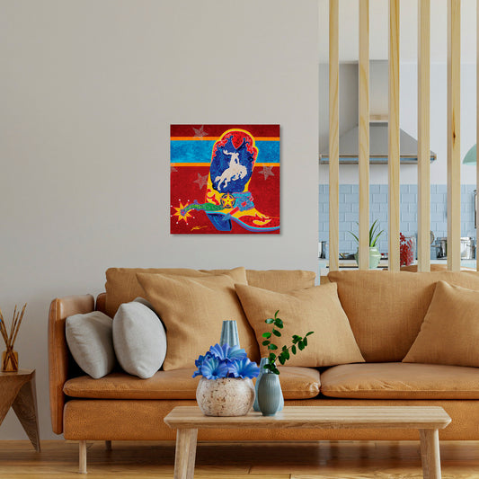 Wyoming Cowboy, Fine Art Giclee Print On Gallery Wrap Canvas, 36" x 36"