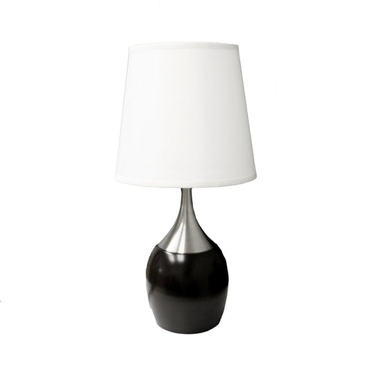 24" Tall Metal Touch Table Lamp with Espresso finish, White Shade