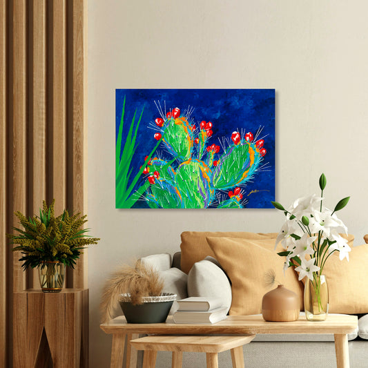 Prickly Pear, Fine Art Giclee Print On Gallery Wrap Canvas, 30" x 40"