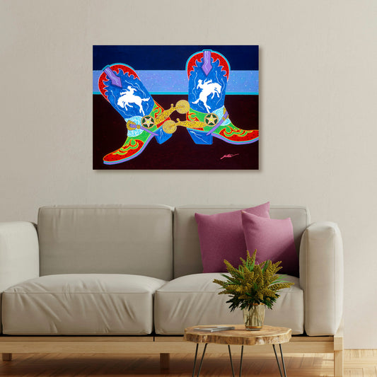 Retro Cowboy, Fine Art Giclee Print On Gallery Wrap Canvas, 30" x 40"
