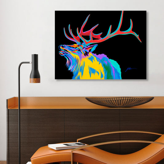 Rocky Mountain Elk, Fine Art Giclee Print On Gallery Wrap Canvas, 30" x 40"
