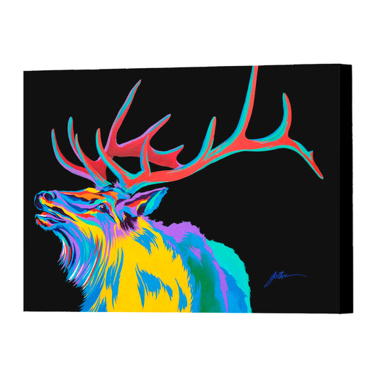 Rocky Mountain Elk, Fine Art Giclee Print On Gallery Wrap Canvas, 24" x 32"