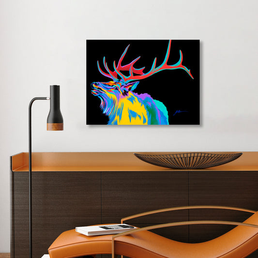 Rocky Mountain Elk, Fine Art Giclee Print On Gallery Wrap Canvas, 24" x 32"