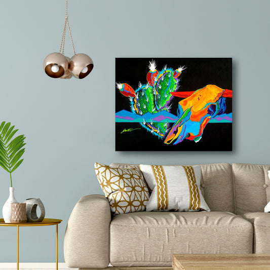 Steer Skull, Fine Art Giclee Print On Gallery Wrap Canvas, 32" x 40"
