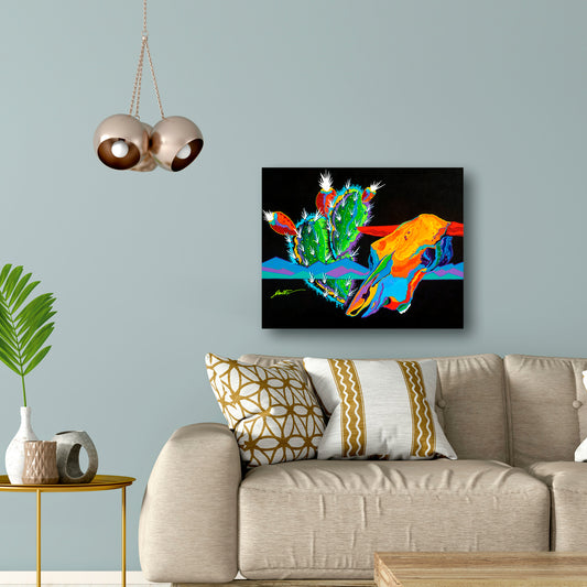 Steer Skull, Fine Art Giclee Print On Gallery Wrap Canvas, 24" x 30"