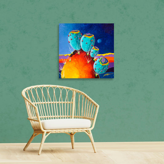 Cactus, Fine Art Giclee Print On Gallery Wrap Canvas, 36" x 36"