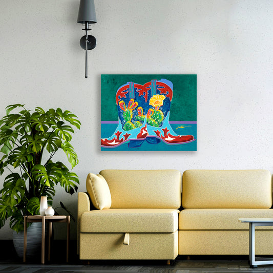 Dos Cactus, Fine Art Giclee Print On Gallery Wrap Canvas, 32" x 40"