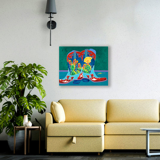 Dos Cactus, Fine Art Giclee Print On Gallery Wrap Canvas, 24" x 30"