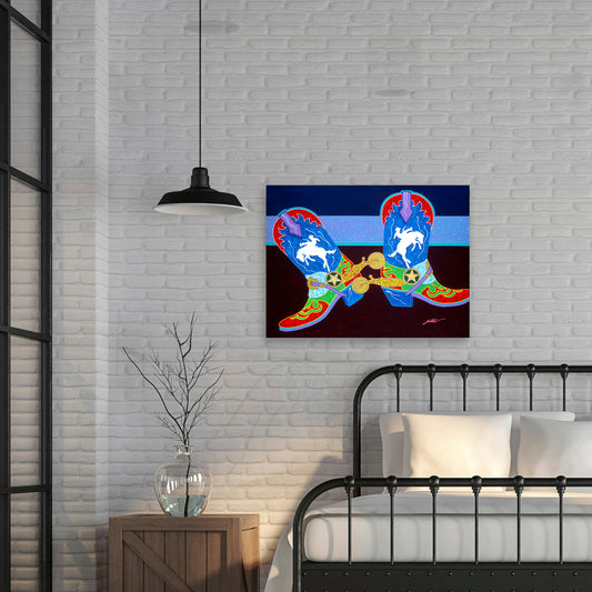 Honkey Tonk Boots, Fine Art Giclee Print On Gallery Wrap Canvas, 30" x 40"