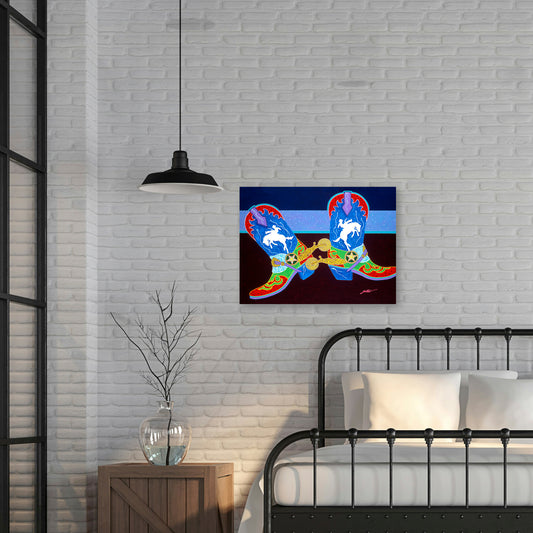 Honkey Tonk Boots, Fine Art Giclee Print On Gallery Wrap Canvas, 24" x 32"