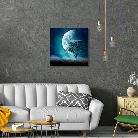 Moon Blues, Fine Art Giclee Print On Gallery Wrap Canvas, 24" x 24"