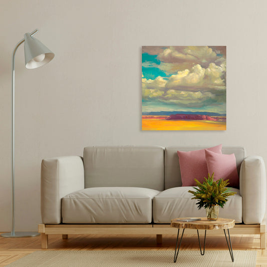 Rain Clouds Over The Desert, Fine Art Giclee Print On Gallery Wrap Canvas, 36" x 36"