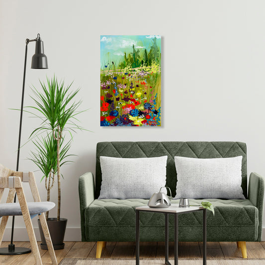 Wildflower Meadow, Fine Art Giclee Print On Gallery Wrap Canvas, 30" x 20"