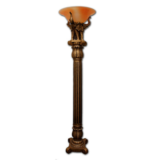 72" Tall Elephant Table Floor w/ Antique Gold finish, Greek Pillar Design