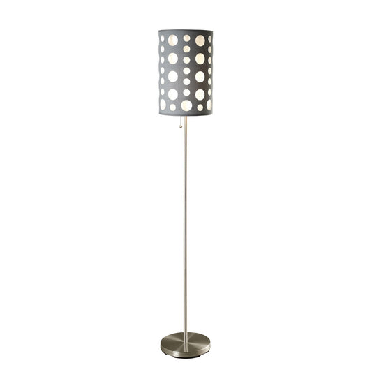 66" Tall Metal Floor Lamp, Retro design with Grey and White Shade