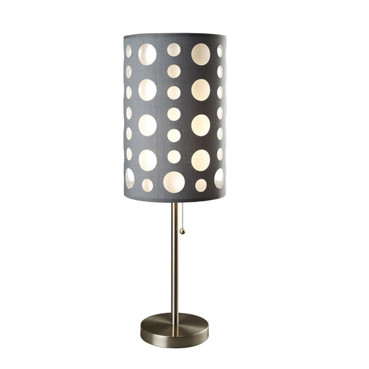 33" Tall Metal Table Lamp, Retro design with Grey and White Shade