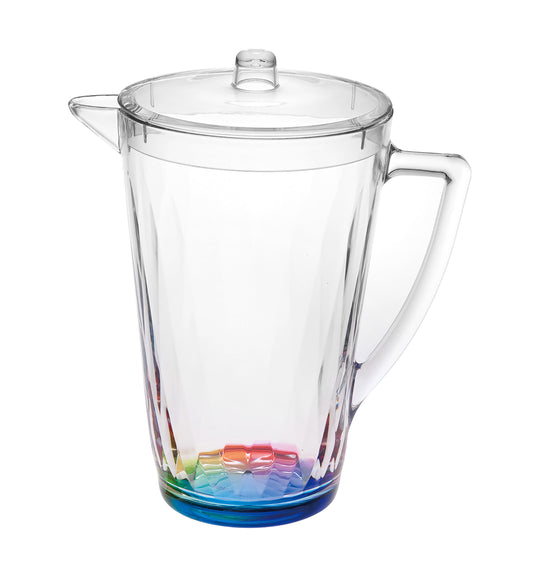 Rainbow Design Plastic Water Pitcher with Lid, 2.5 Qt, BPA-Free, Rainbow Design