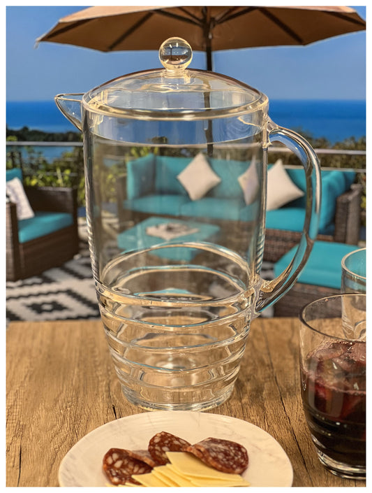 LeadingWare Swirl Plastic Pitcher with Lid, 2.5 Qt, Unbreakable, BPA Free, Clear