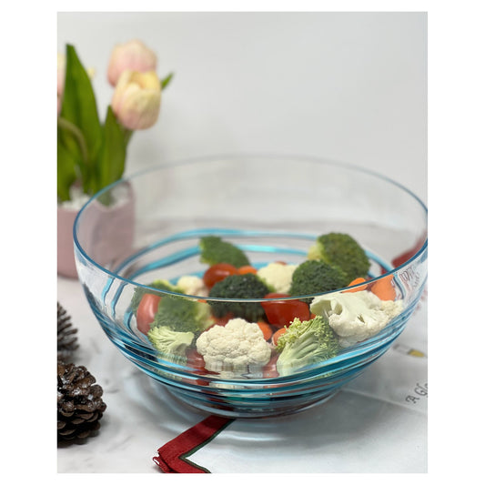 LeadingWare Swirl Acrylic Serving Bowls, Large, Unbreakable, BPA Free, Blue