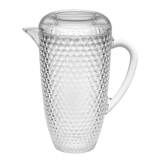 Diamond Cut Plastic Water Pitcher with Lid, 2.5 Qt, BPA-Free, Clear