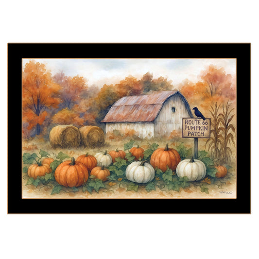 "Route 66 Pumpkin Patch" by Anthony Smith, Ready to Hang Framed Print, Black Frame