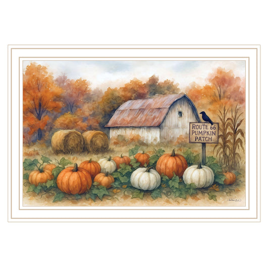 "Route 66 Pumpkin Patch" by Anthony Smith, Ready to Hang Framed Print, White Frame