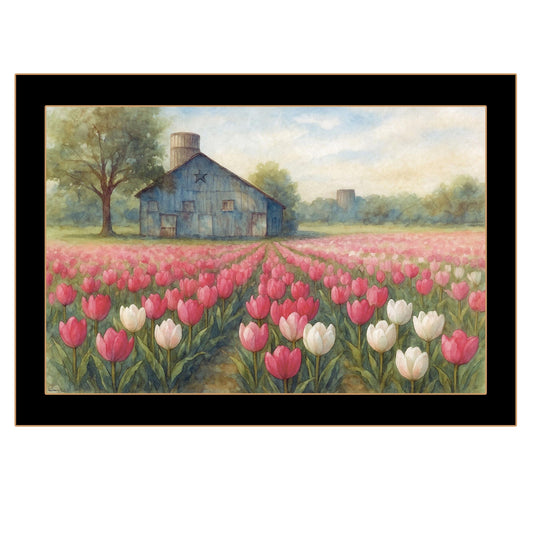 "Springtime Tulips" by Anthony Smith, Ready to Hang Framed Print, Black Frame