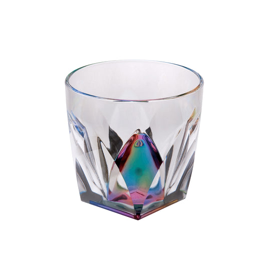 Rainbow Diamond Acrylic DOF Glasses Set of 4, 9oz, Rainbow Design