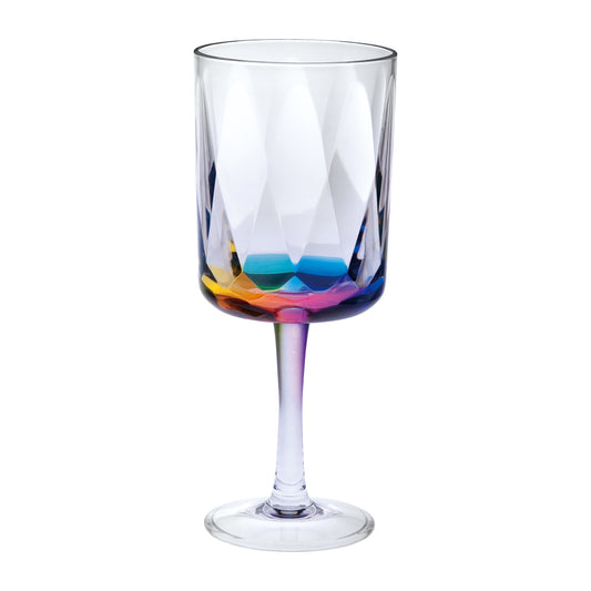 Rainbow Diamond Acrylic Wine Glasses Set of 4, 16oz, Rainbow Design