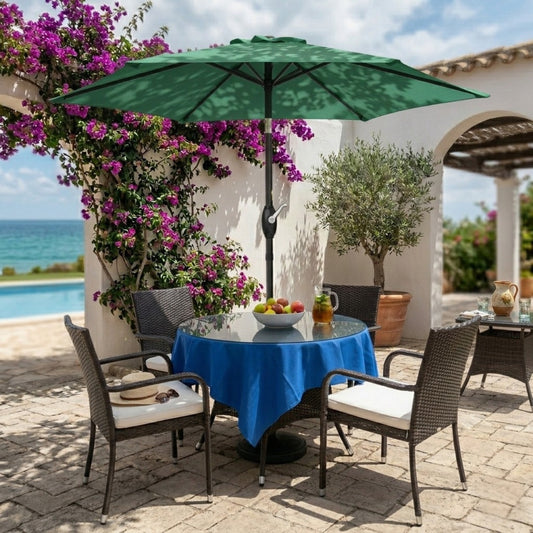 7.5FT Patio Market Table Umbrella, UV-Resistant Canopy and Tilt Button, Dark Green