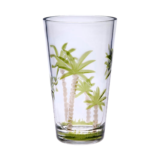 Palm Tree Acrylic Hi Ball Drinking Glasses Set of 4, 20oz, Palm Tree Design