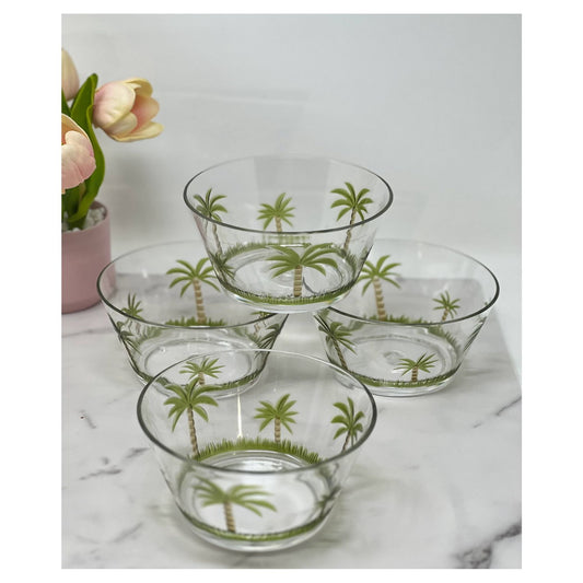 LeadingWare Palm Tree Acrylic Serving Bowls, Unbreakable Small Plastic Bowls, Soup Bowls, Salad Bowls, Cereal Bowl for Snacks, BPA Free