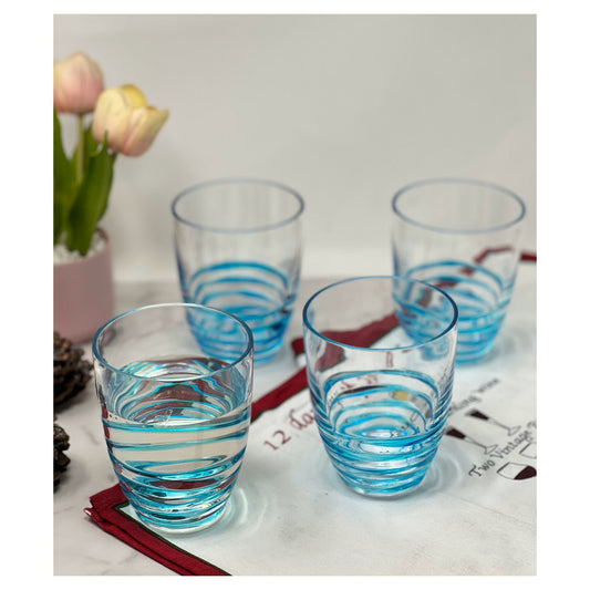 LeadingWare Swirl Acrylic DOF Glasses Set of 4, 15oz, BPA Free, Shatterproof, Blue
