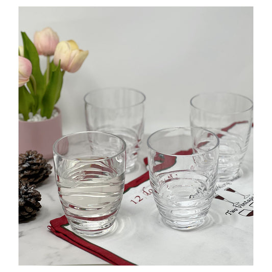 LeadingWare Swirl Acrylic DOF Glasses Set of 4, 15oz, BPA Free, Shatterproof, Clear