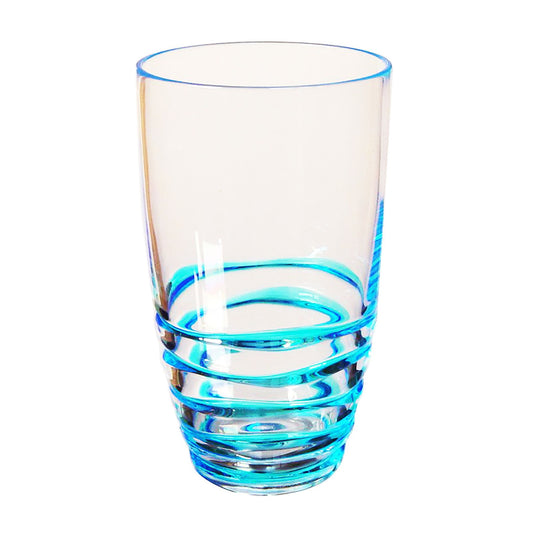 Swirl Acrylic Hi Ball Drinking Glasses Set of 4, 20oz, BPA-Free, Blue