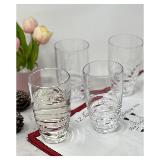 LeadingWare Swirl Acrylic Highball Glasses Set of 4, 20oz, BPA Free, Shatterproof, Clear