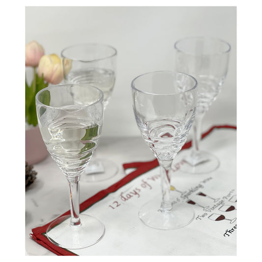 LeadingWare Swirl Acrylic Wine Glasses Set of 4, 12oz, Unbreakable, BPA Free, Clear