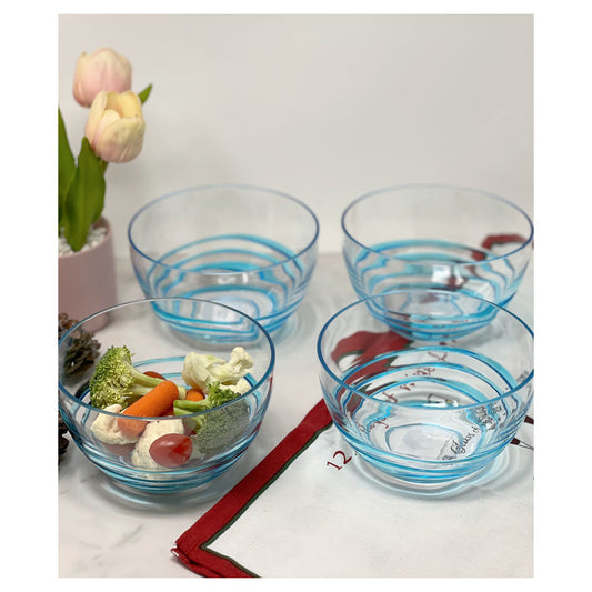 LeadingWare Swirl Acrylic Serving Bowls, Small, Unbreakable, BPA Free, Blue